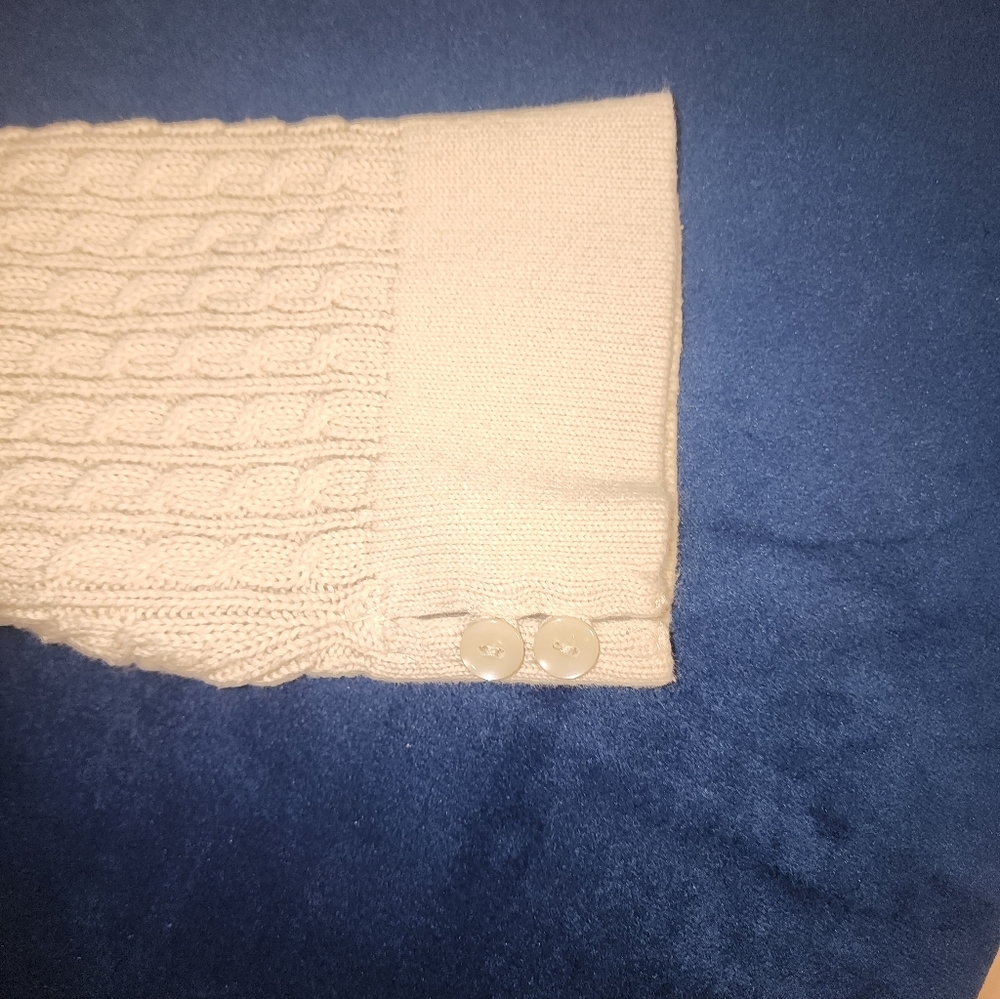 Talbots Cable Knit Cream Button Cuff Sweater Xl - image 6